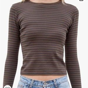 Striped “Y2K” graphic long sleeve top